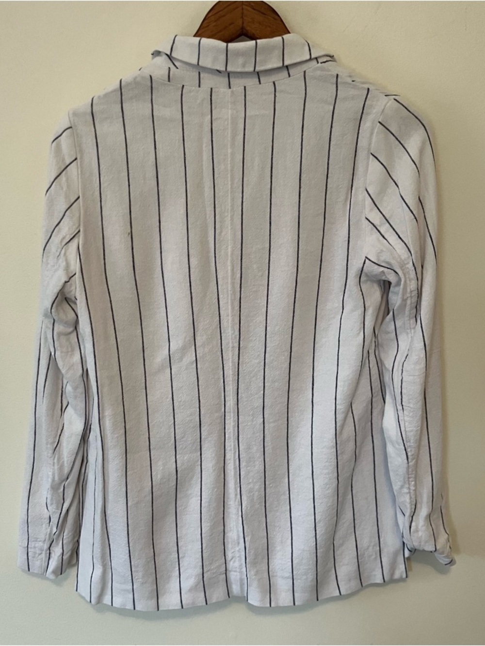 Abercrombie & Fitch Linen Blend Open Blazer Women S White Stripe Preppy Nautical - Picture 5 of 5